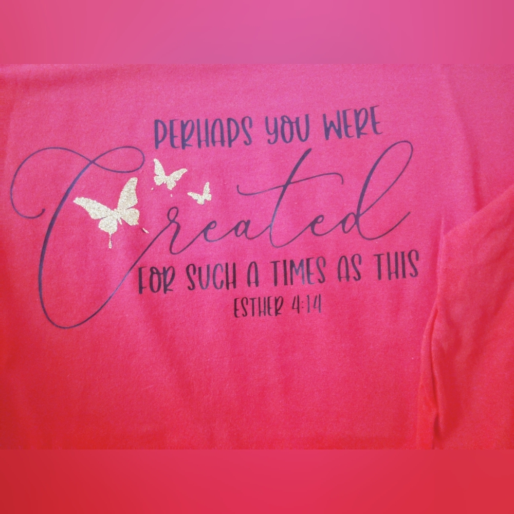 Gildan Women's Long Sleeve Tee - Pink with Gold Accents